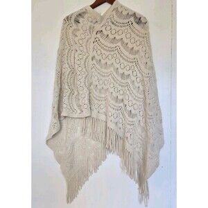 Sleeping On Snow Poncho Womens One Size Anthropologie Boho Knit Artsy Soft Cozy